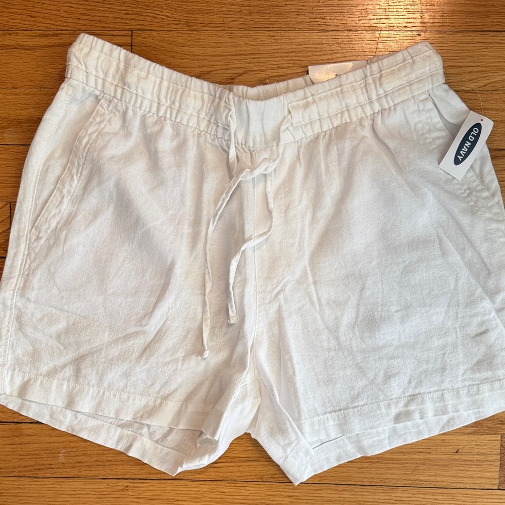 Old Navy Womens White Linen Drawstring Shorts